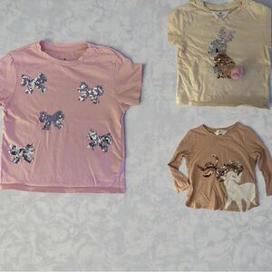 H&M Set of Three Girls' Long and Short Sleeve Shirts with Sequins
